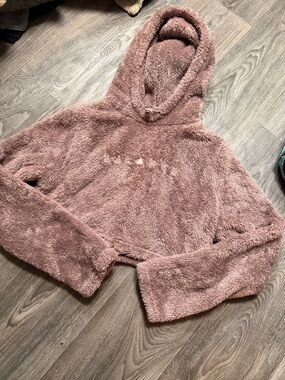 Vitality (Balance Athletica) Stone Sherpa Cropped Hoodie NWOT Cozy Soft